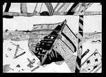 Pejzaż z łodzią (rysunek tuszem) - Paulina Brelińska lat 13