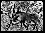 Kozioł z Ur (rysunek tuszem) - Paulina Brelińska lat 12